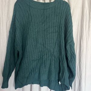 Aerie Teal Ribbed Crew Neck Sweater